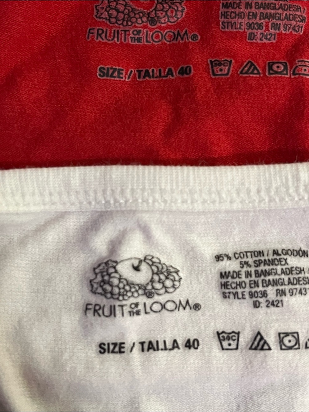 Fruit of the Loom Cotton Bralette in Red and White - Picture 2 of 2